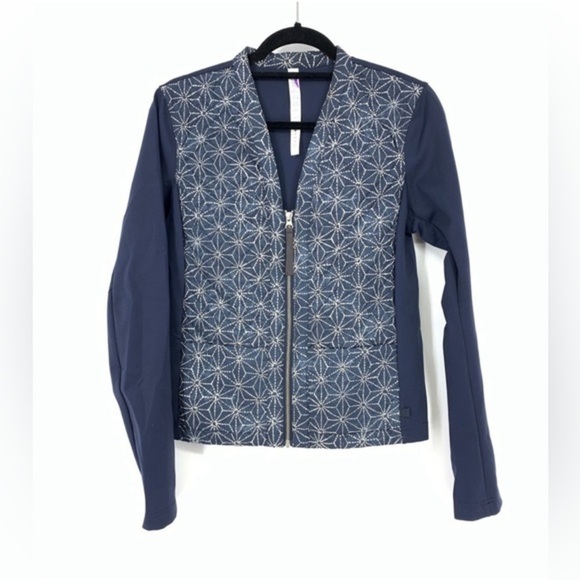 Lululemon Women’s V-Neck Zip Up Navy Blue Quilted Lightweight Coat Jacket Sz 4 - Picture 1 of 7